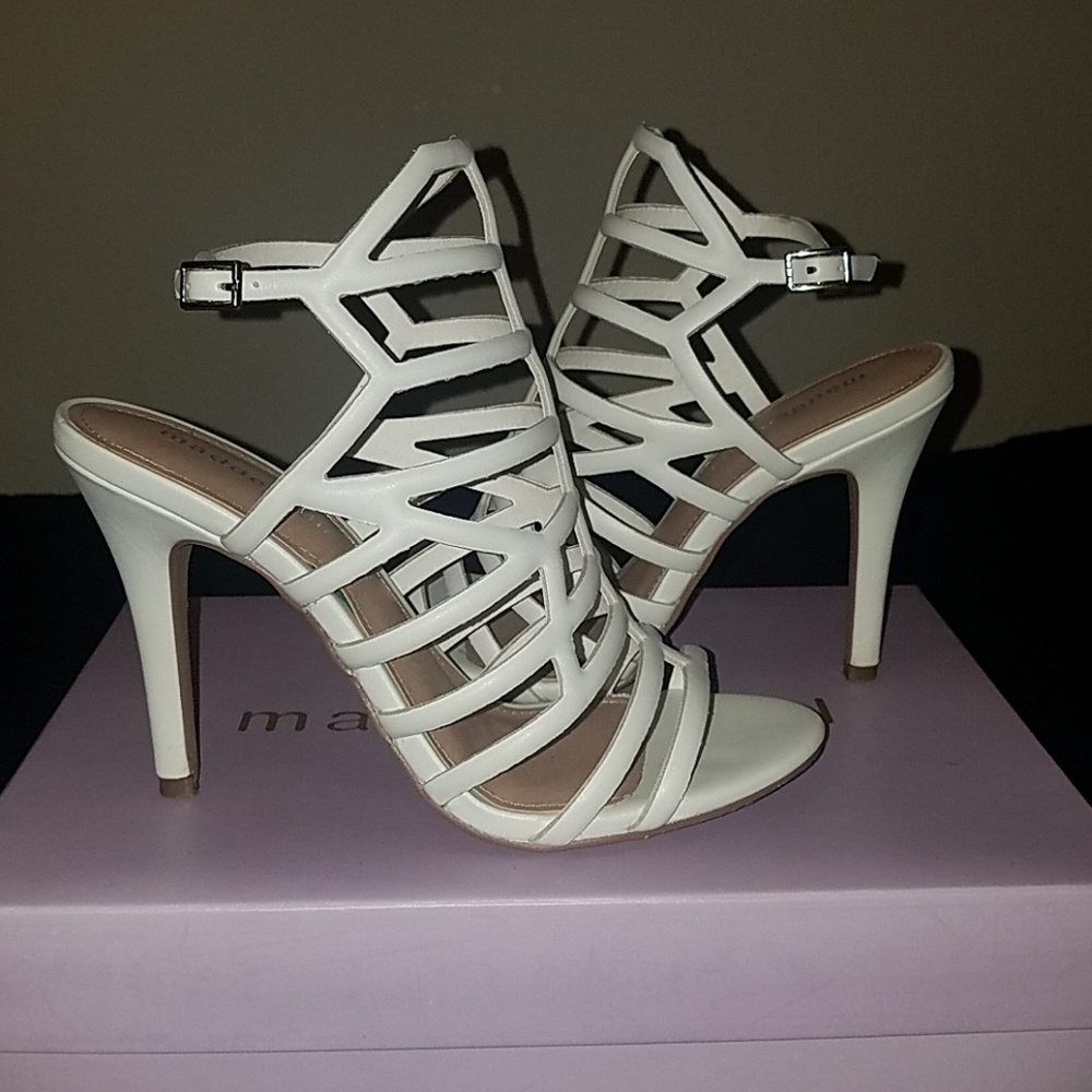 All White Strapped Heels